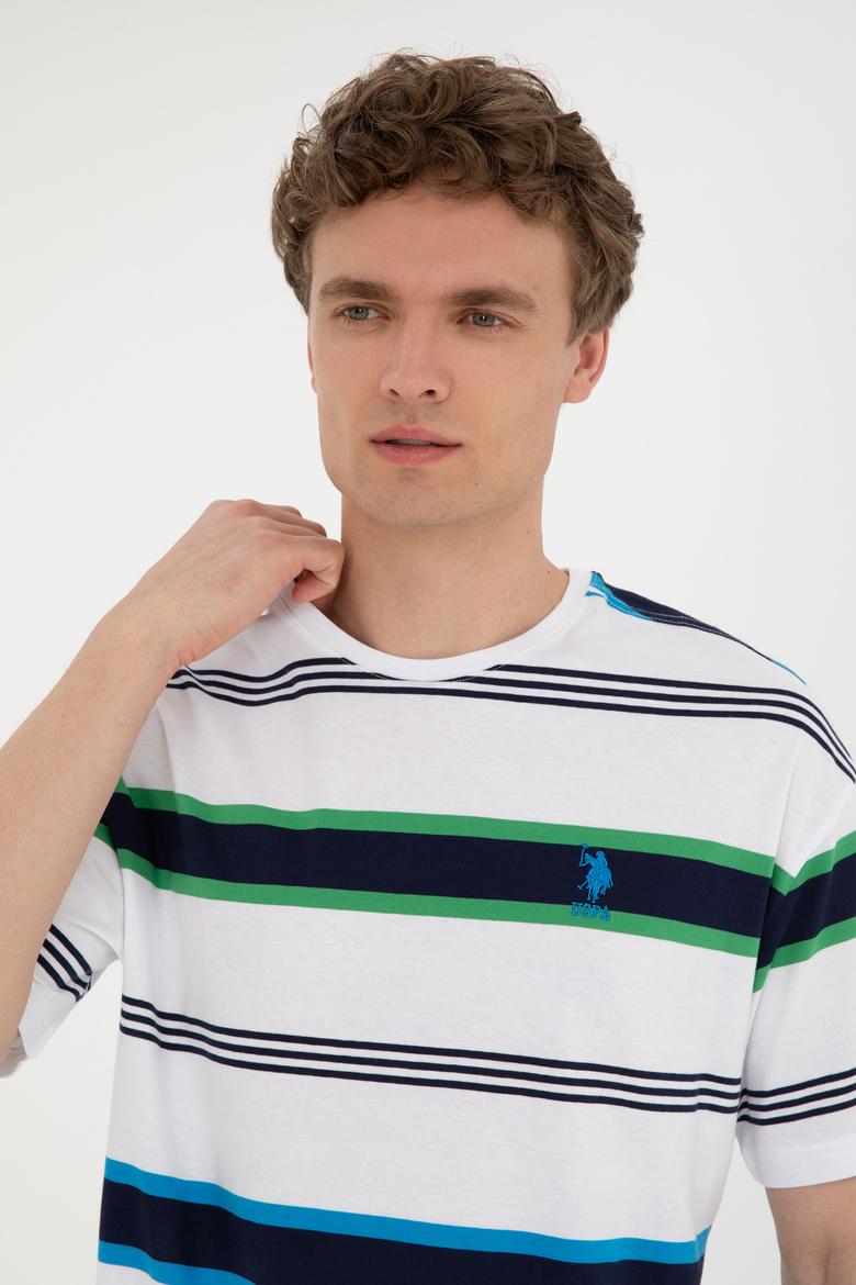 Erkek Comfort Fit Bisiklet Yaka Ekru Tişört - 50287038027