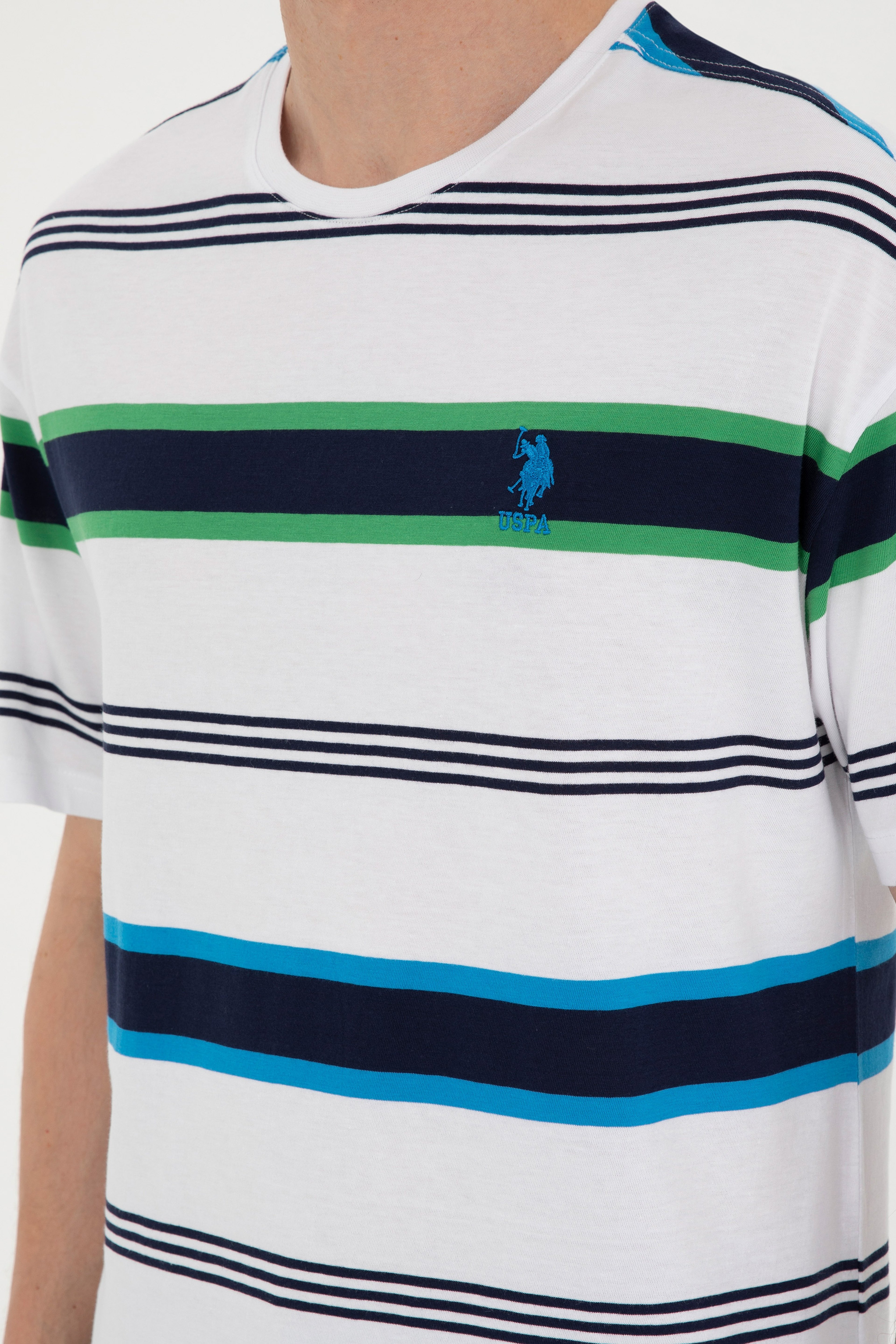 Erkek Comfort Fit Bisiklet Yaka Ekru Tişört