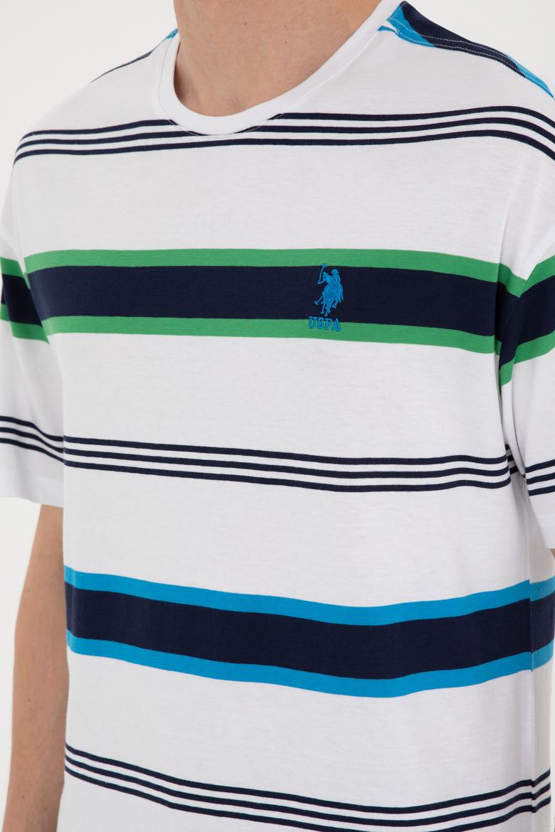 Erkek Comfort Fit Bisiklet Yaka Ekru Tişört - 50287038027