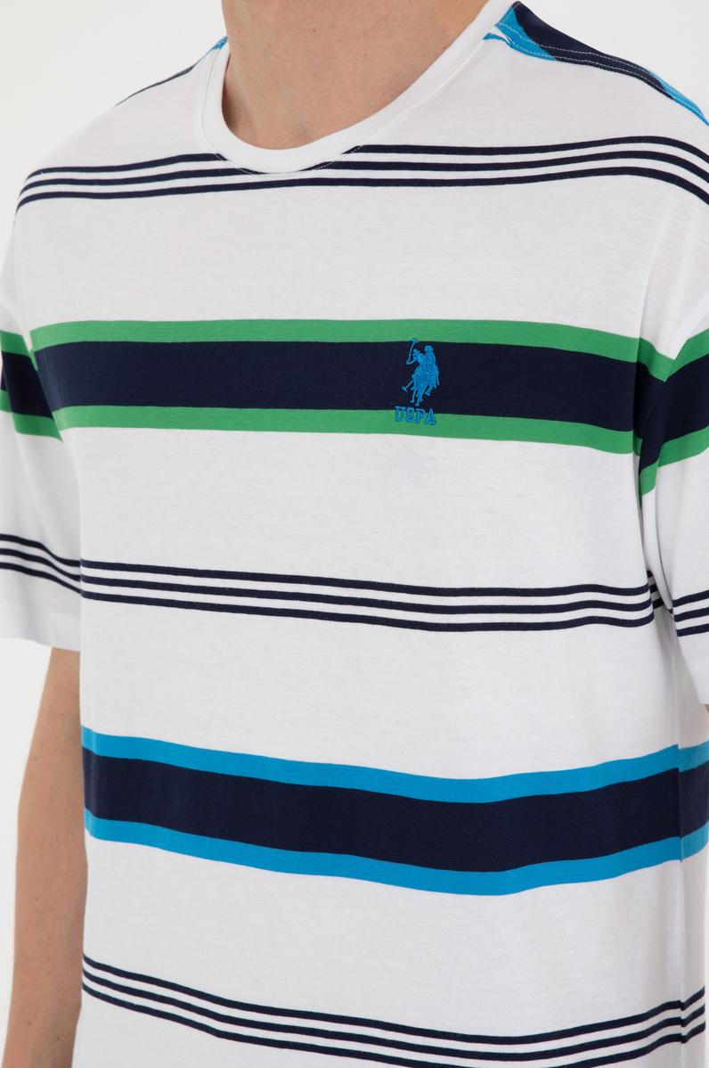 Erkek Comfort Fit Bisiklet Yaka Ekru Tişört