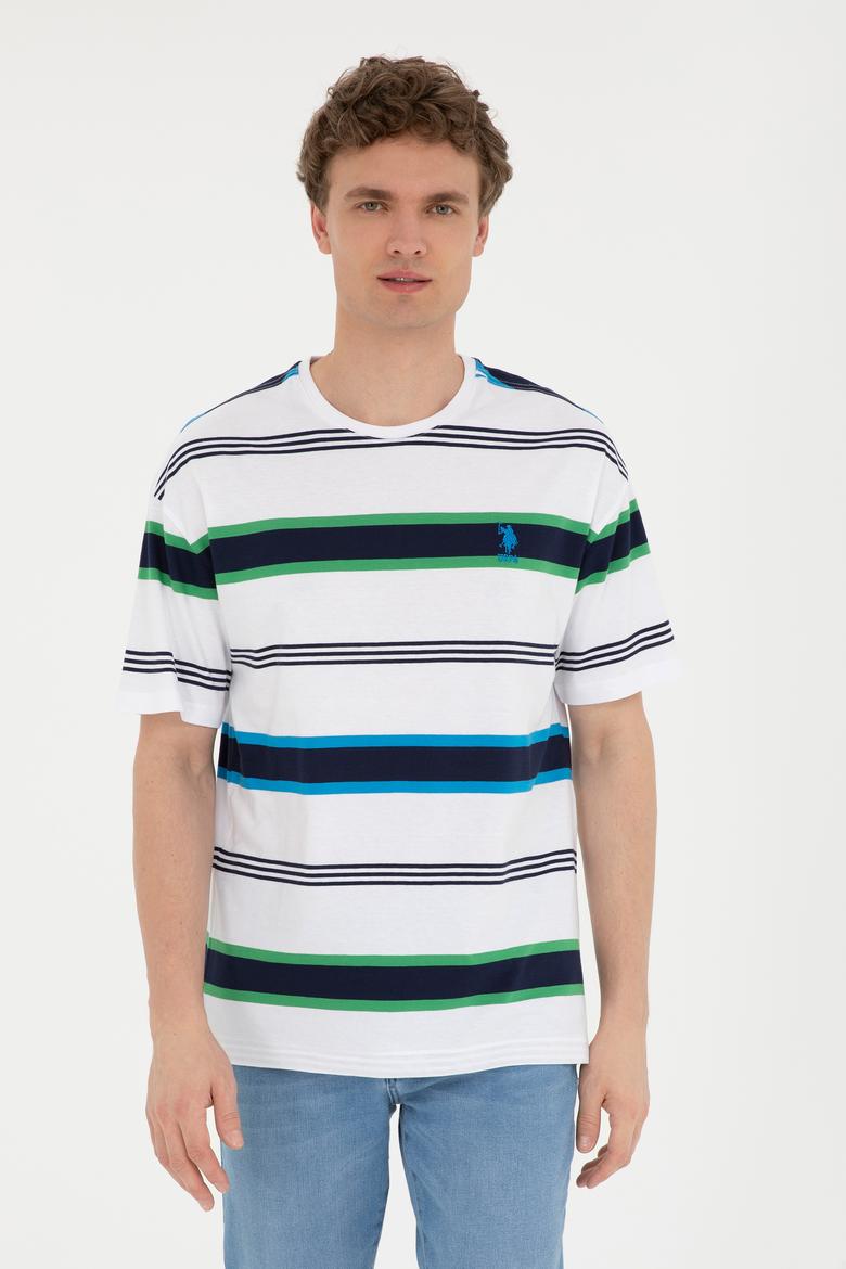 Erkek Comfort Fit Bisiklet Yaka Ekru Tişört