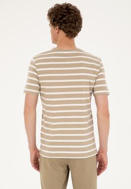 Erkek Regular Fit Bisiklet Yaka Açık Haki Tişört - 50287043036