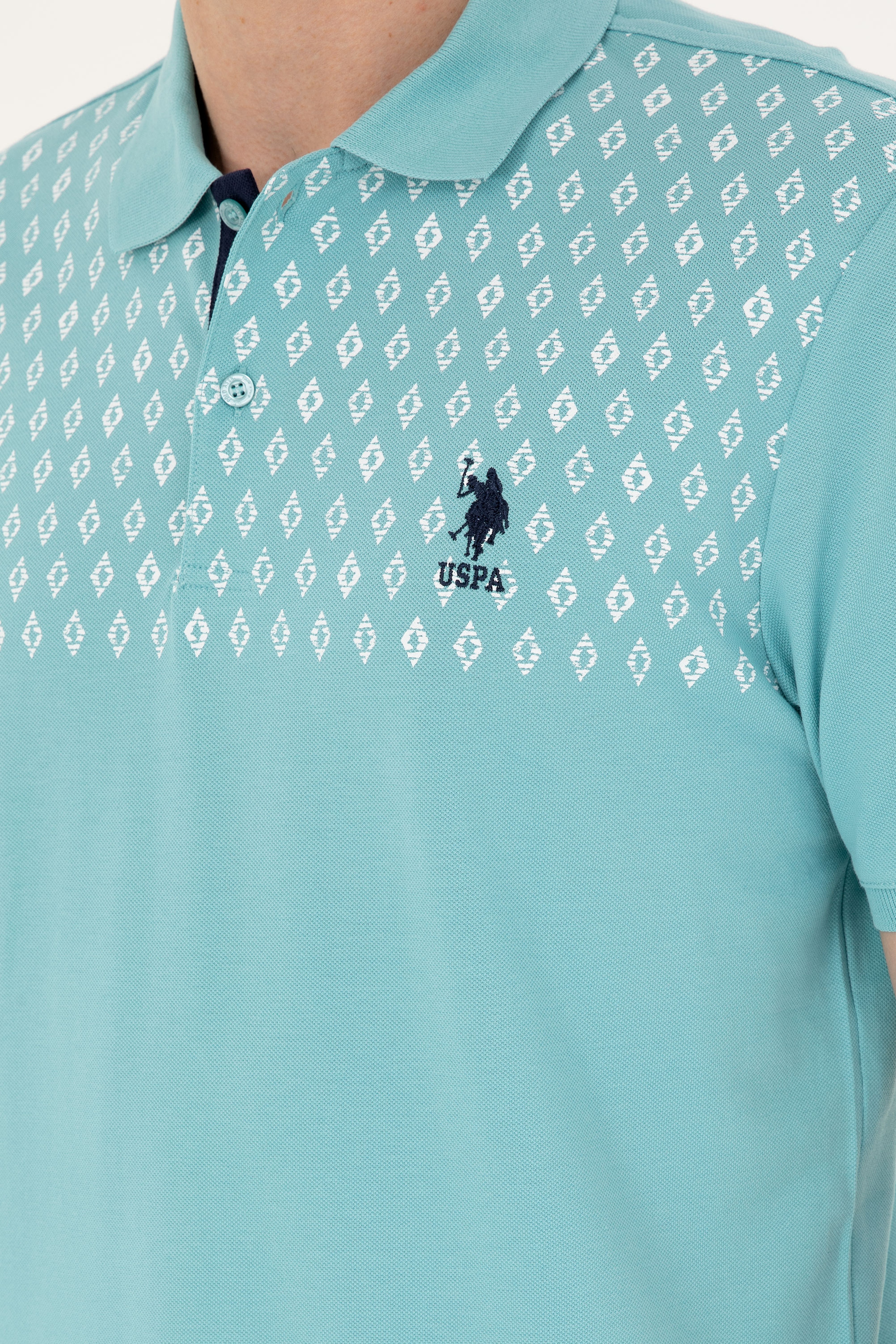 Erkek Regular Fit Polo Yaka Mint Tişört - Image 7