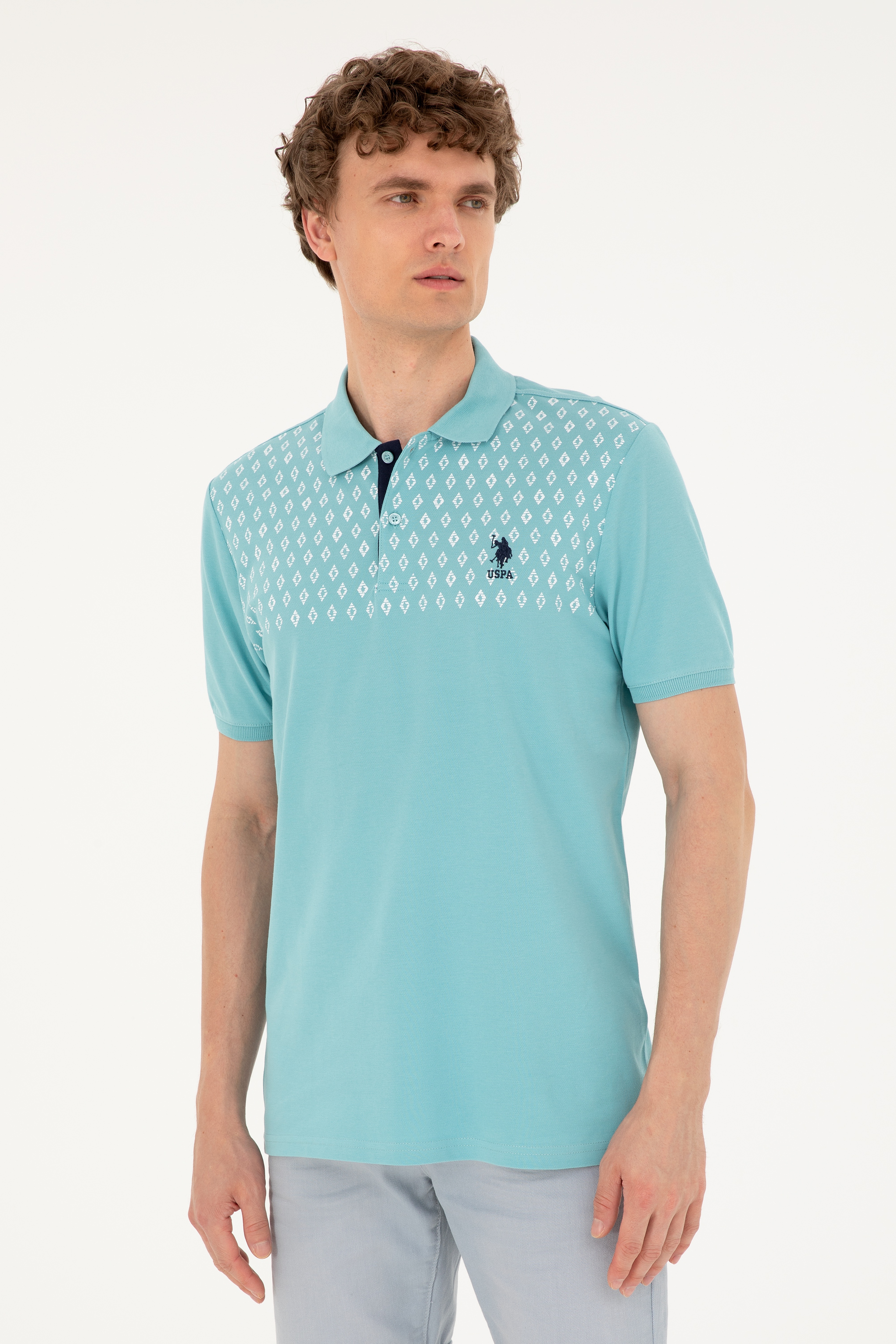 Erkek Regular Fit Polo Yaka Mint Tişört - Image 1