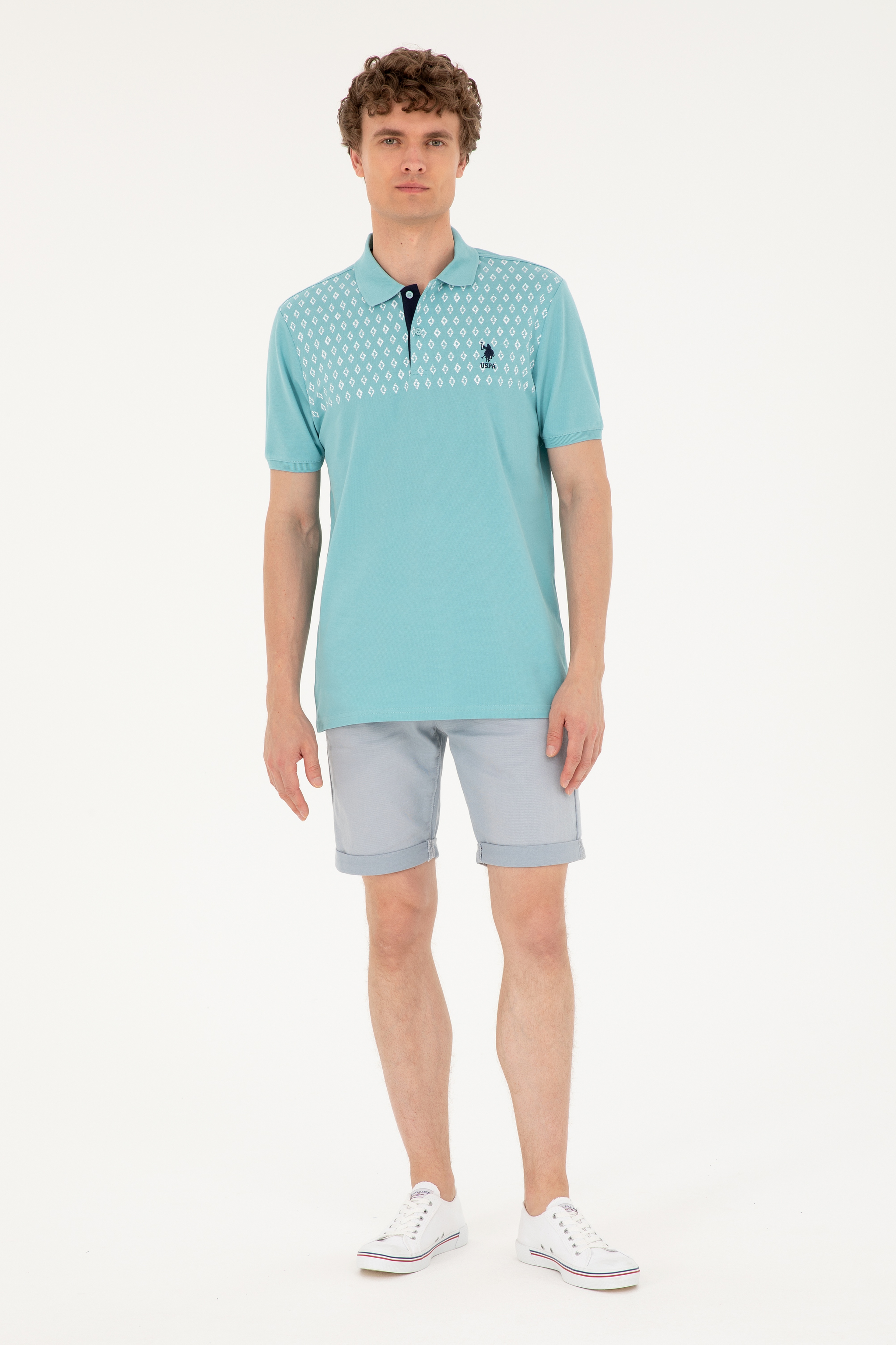 Erkek Regular Fit Polo Yaka Mint Tişört