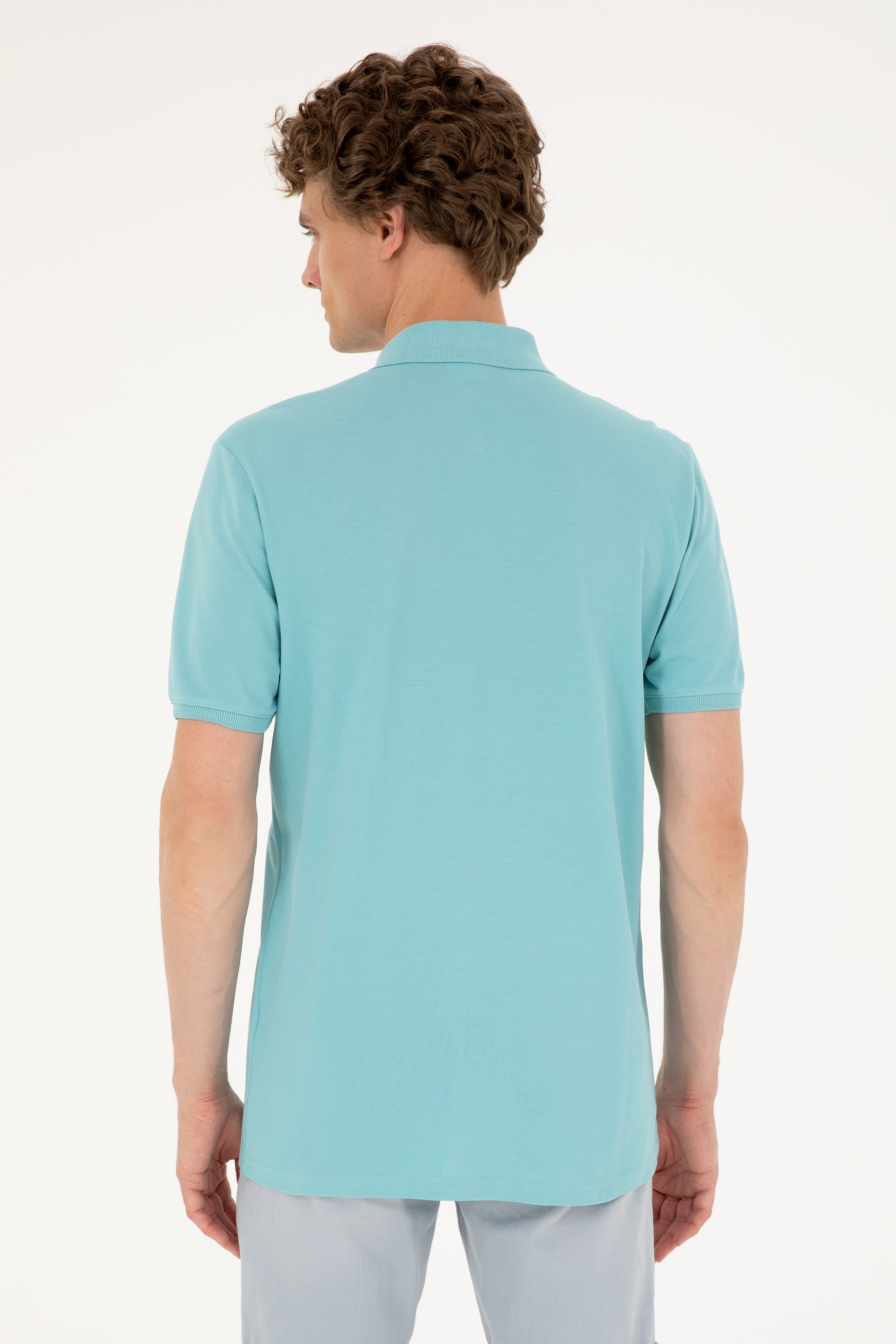 Erkek Regular Fit Polo Yaka Mint Tişört - Image 5