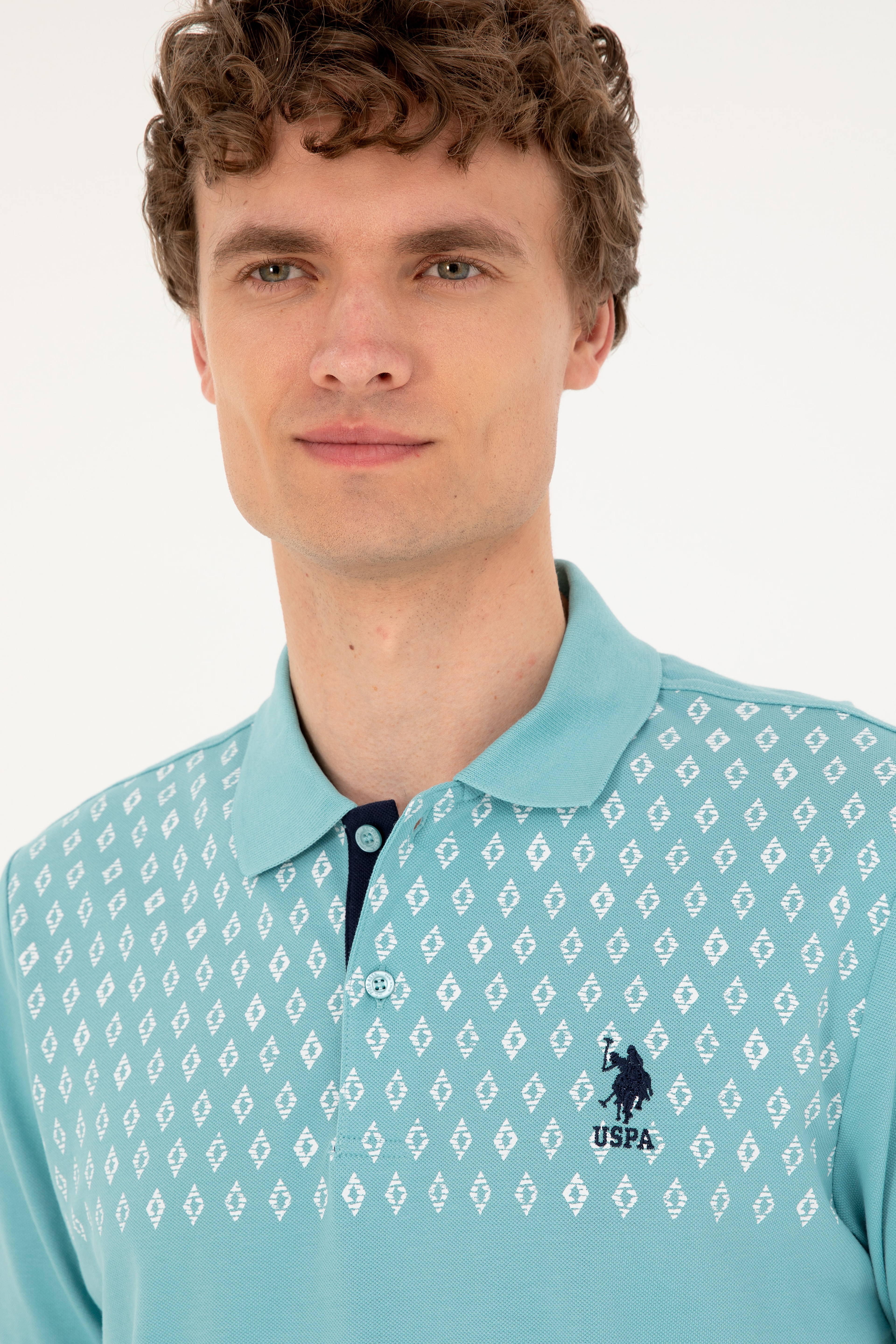 Erkek Regular Fit Polo Yaka Mint Tişört - Image 2
