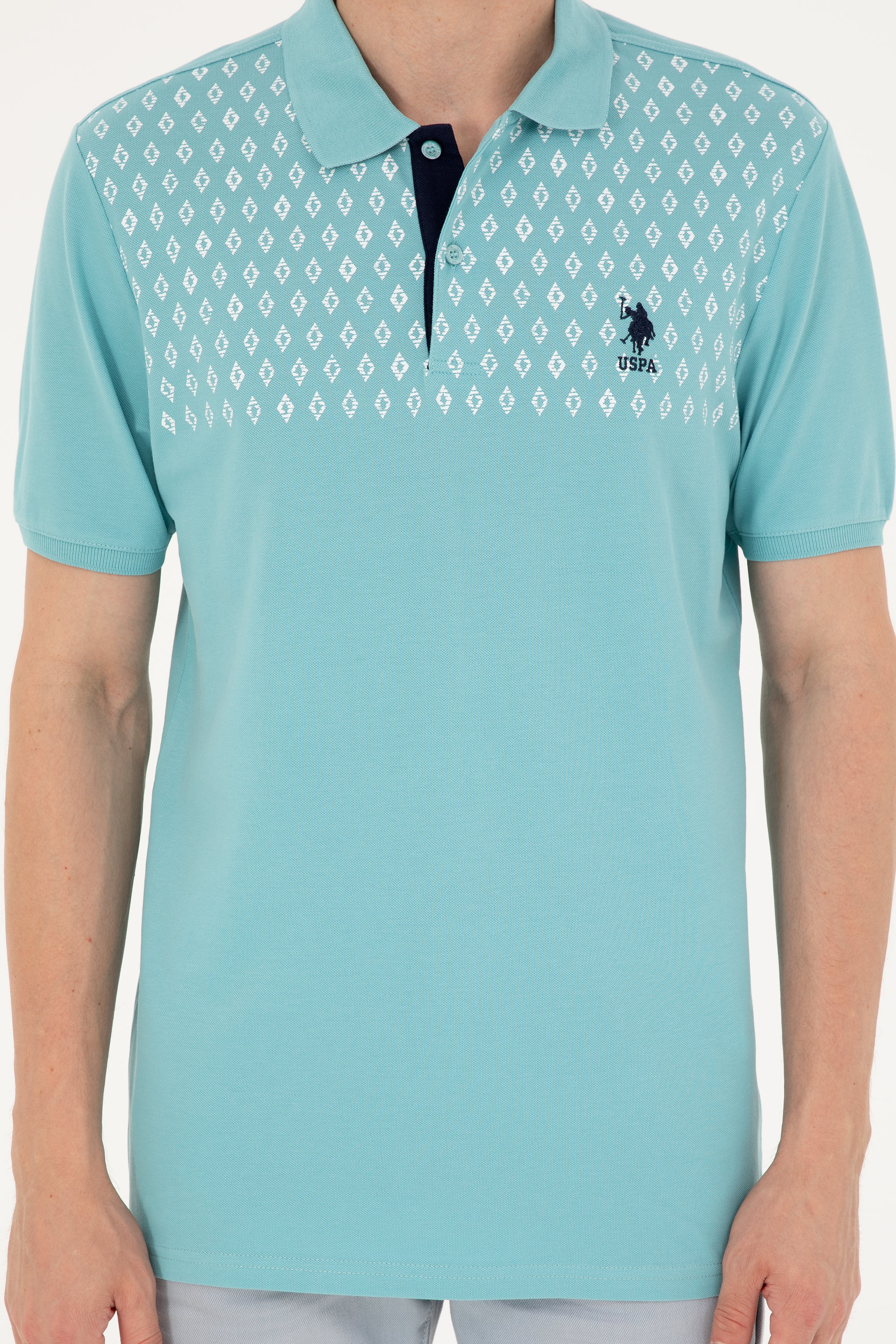 Erkek Regular Fit Polo Yaka Mint Tişört - Image 6