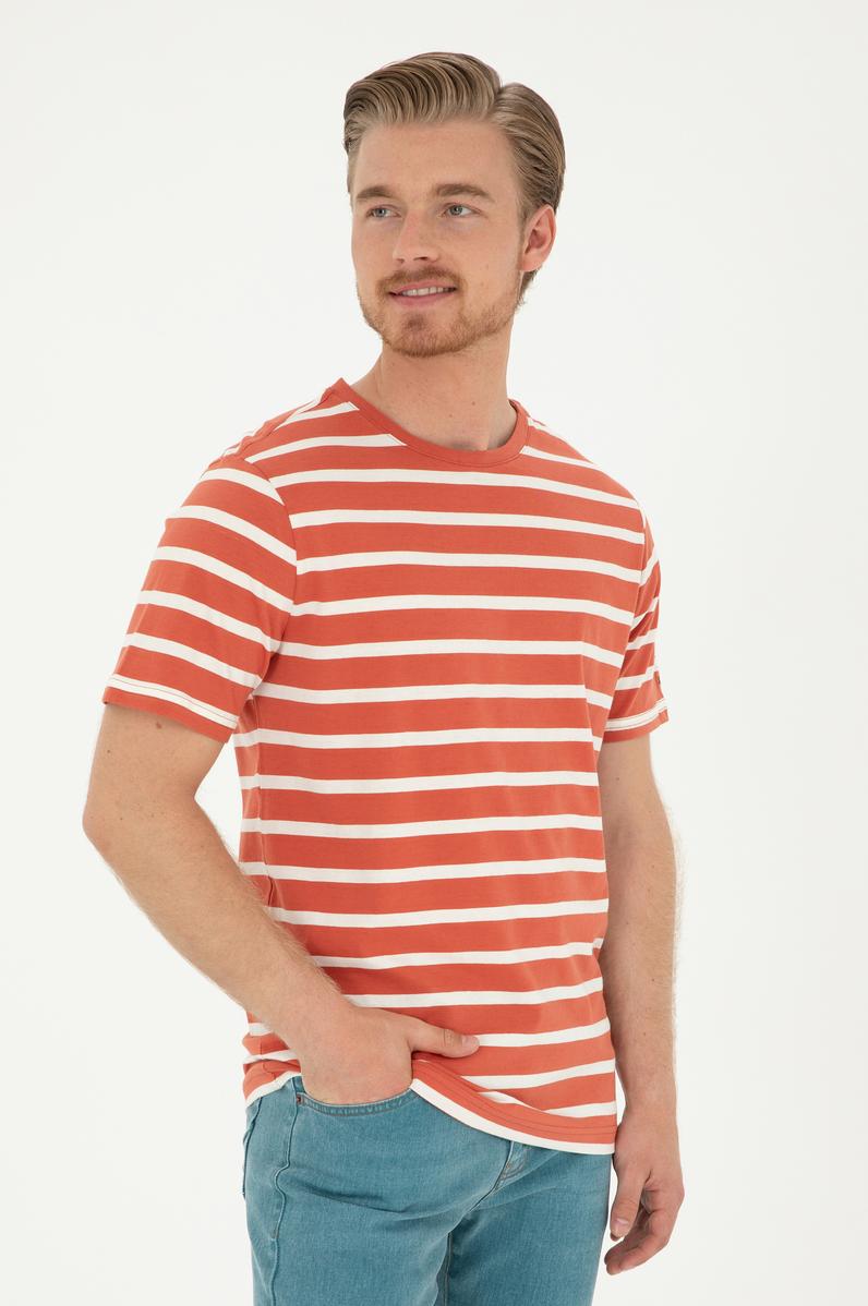 Erkek Regular Fit Bisiklet Yaka Pudra Tişört