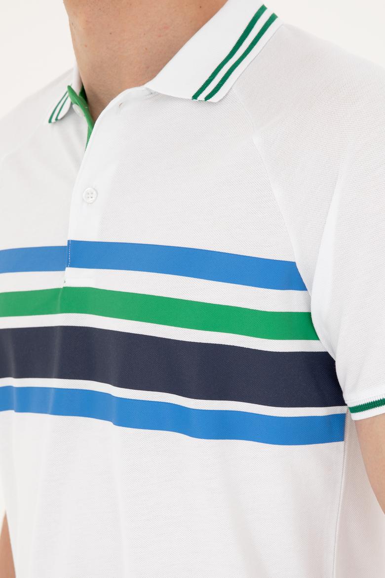 Erkek Regular Fit Polo Yaka Beyaz Tişört - 50287106006