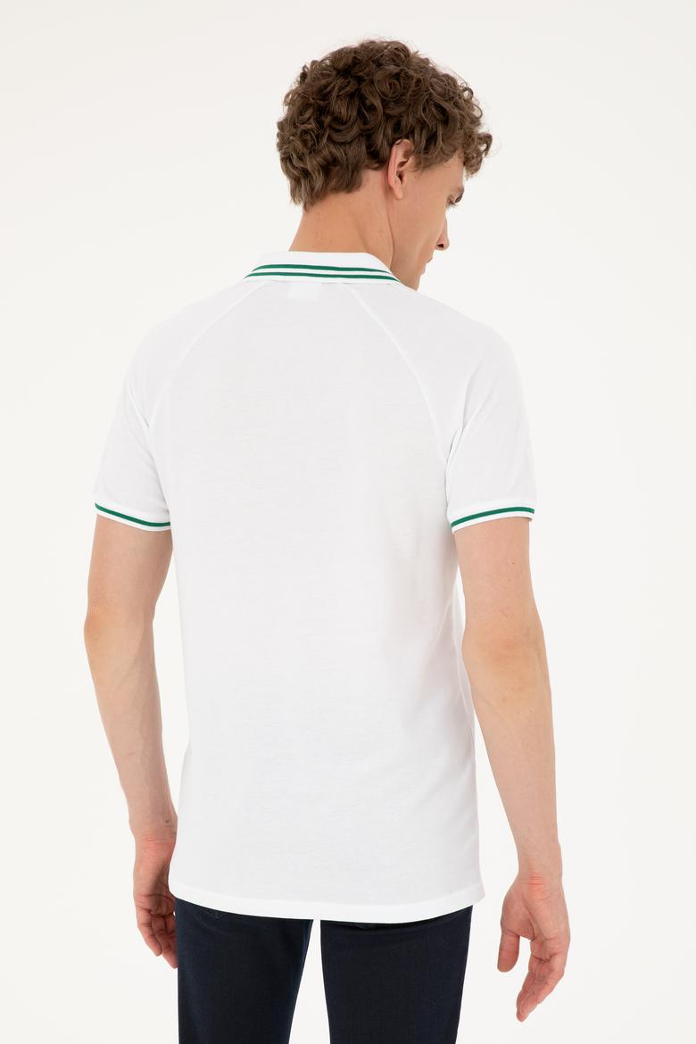 Erkek Regular Fit Polo Yaka Beyaz Tişört - 50287106006