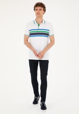 Erkek Regular Fit Polo Yaka Beyaz Tişört - 50287106006
