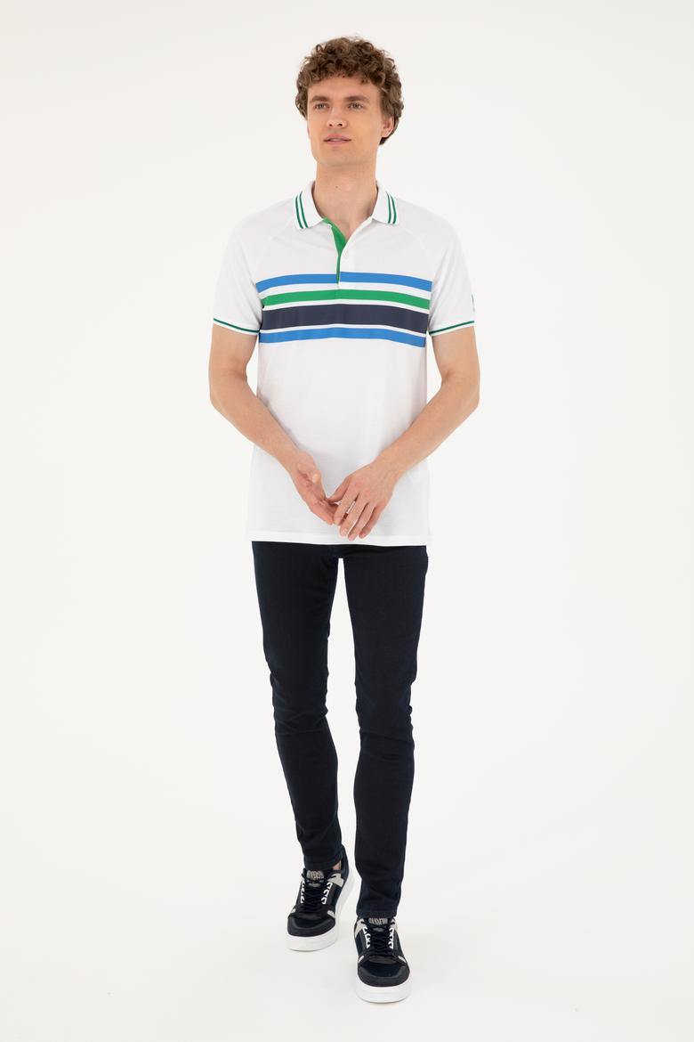 Erkek Regular Fit Polo Yaka Beyaz Tişört - 50287106006