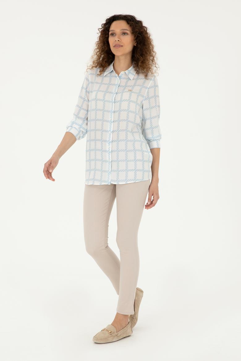 Kadın Açık Mavi Uzun Kollu Gömlek - 50289090005