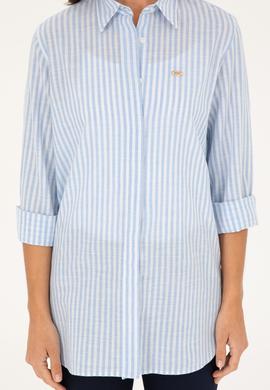 Kadın Mavi Uzun Kollu Gömlek - 50289063027