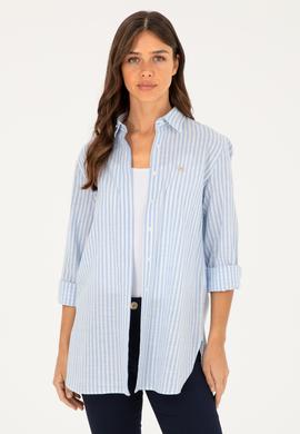 Kadın Mavi Uzun Kollu Gömlek - 50289063027