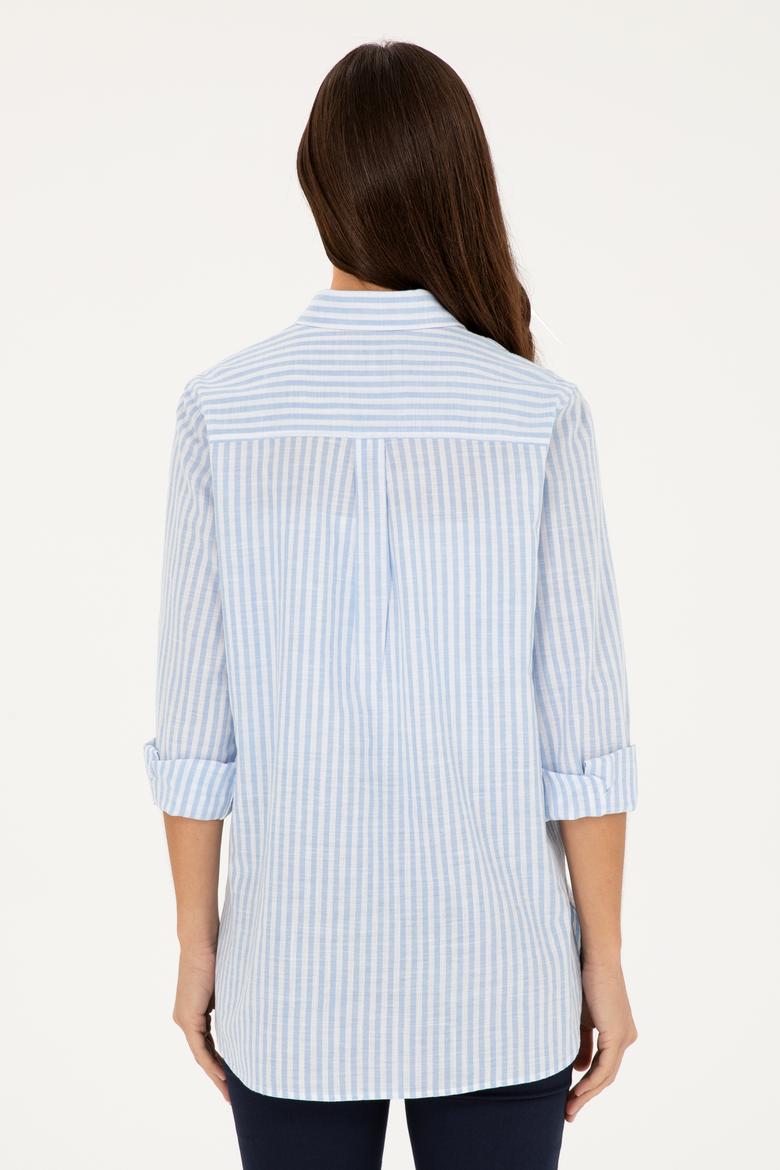 Kadın Mavi Uzun Kollu Gömlek - 50289063027