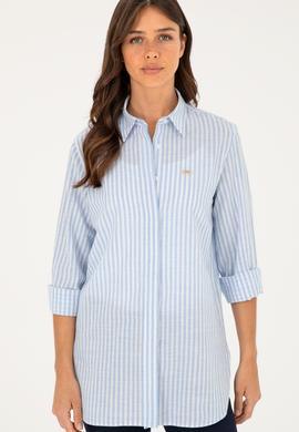 Kadın Mavi Uzun Kollu Gömlek - 50289063027