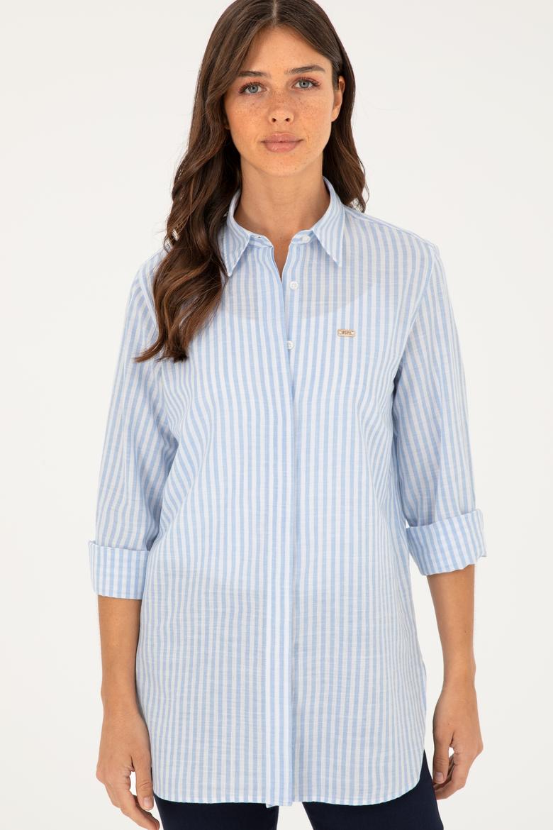 Kadın Mavi Uzun Kollu Gömlek - 50289063027