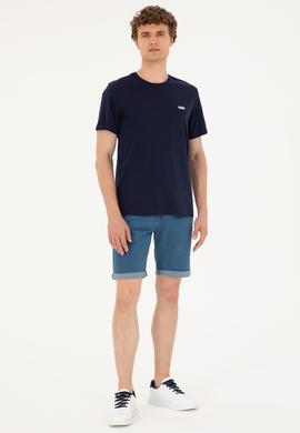 Erkek Regular Fit Bisiklet Yaka Lacivert Tişört - 50294290057