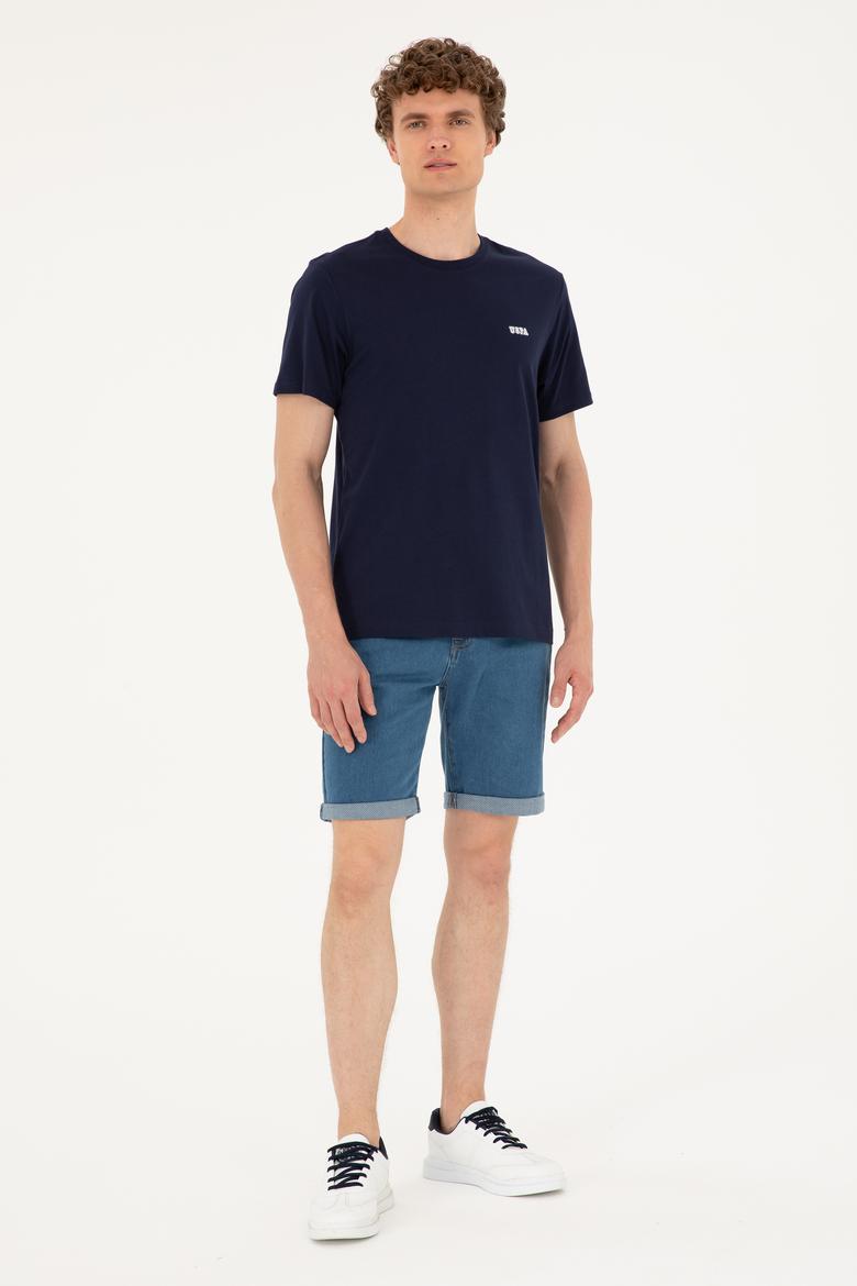 Erkek Regular Fit Bisiklet Yaka Lacivert Tişört - 50294290057