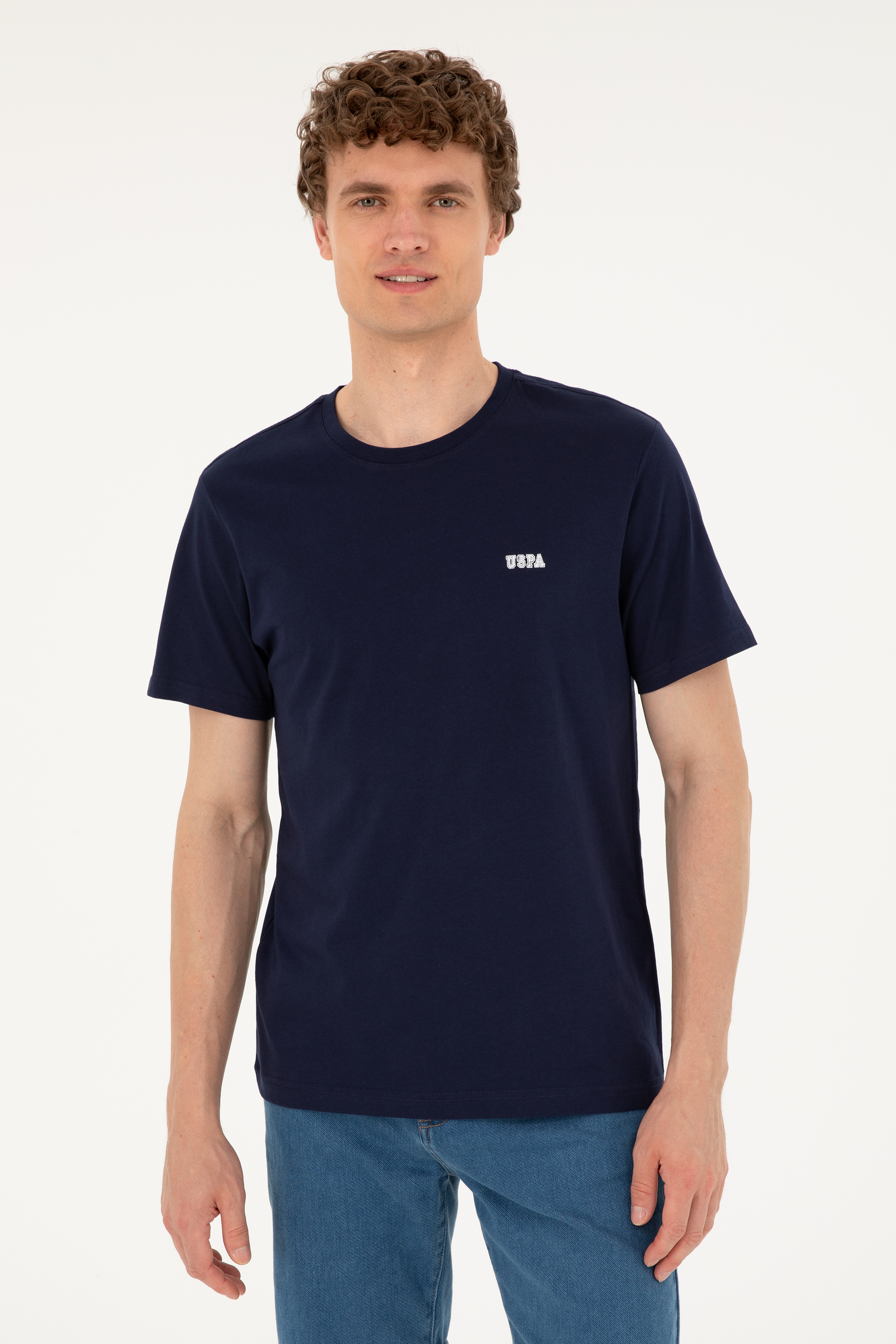 Erkek Regular Fit Bisiklet Yaka Lacivert Tişört - Image 1