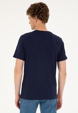 Erkek Regular Fit Bisiklet Yaka Lacivert Tişört - 50294290057