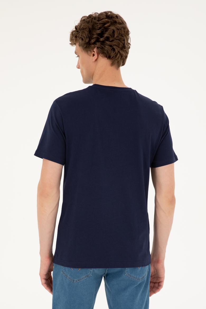 Erkek Regular Fit Bisiklet Yaka Lacivert Tişört - 50294290057