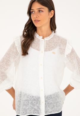 Kadın Ekru Uzun Kollu Gömlek - 50264221007