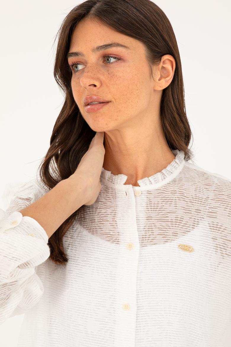 Kadın Ekru Uzun Kollu Gömlek - 50264221007