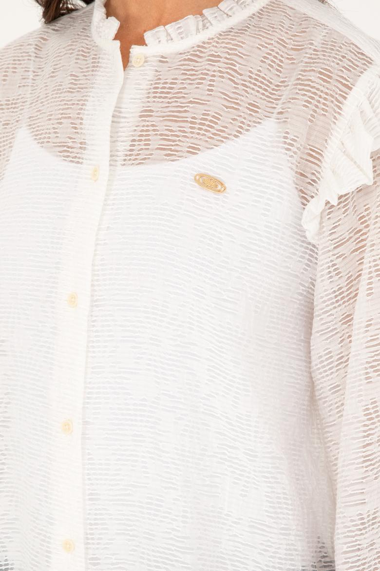 Kadın Ekru Uzun Kollu Gömlek - 50264221007