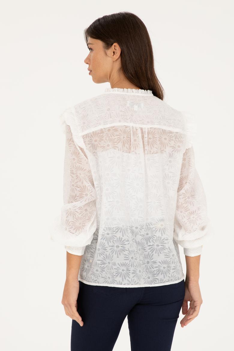 Kadın Ekru Uzun Kollu Gömlek - 50264221007