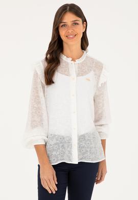 Kadın Ekru Uzun Kollu Gömlek - 50264221007