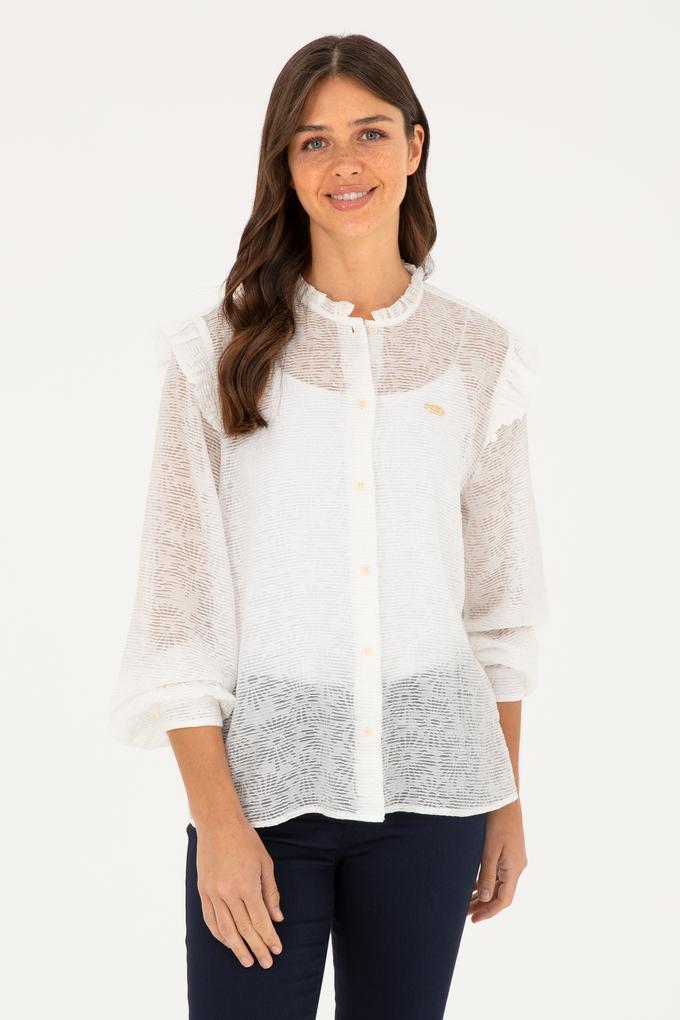 Kadın Ekru Uzun Kollu Gömlek