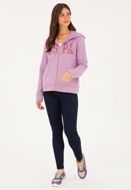 Kadın Lila Basic Kapüşonlu Sweatshirt - 50272060053