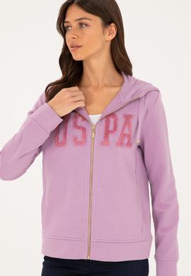 Kadın Lila Basic Kapüşonlu Sweatshirt - 50272060053