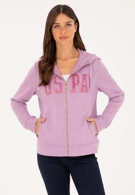 Kadın Lila Basic Kapüşonlu Sweatshirt - 50272060053