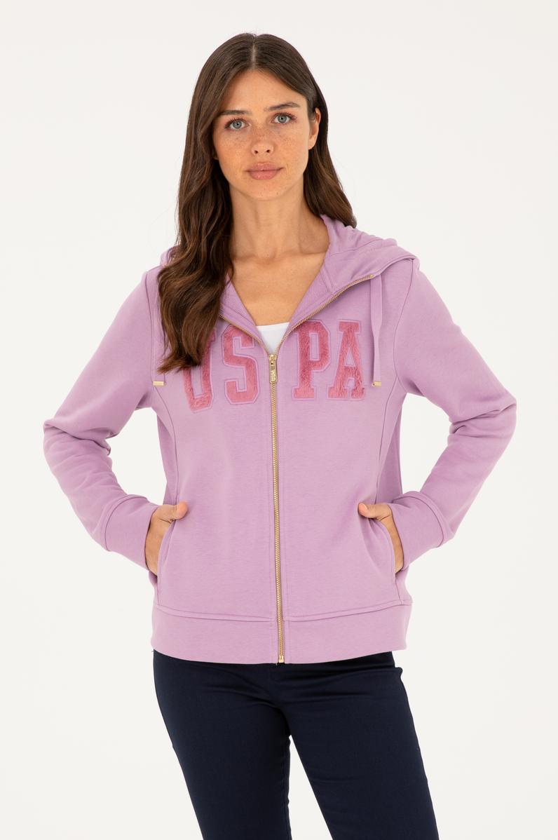 Kadın Lila Basic Kapüşonlu Sweatshirt