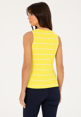 Kadın Neon Sarı Bisiklet Yaka Tişört - 50262558017