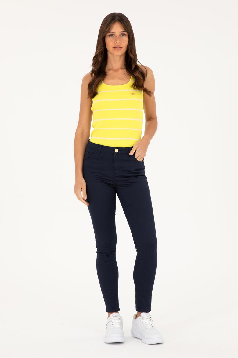 Kadın Neon Sarı Bisiklet Yaka Tişört - 50262558017