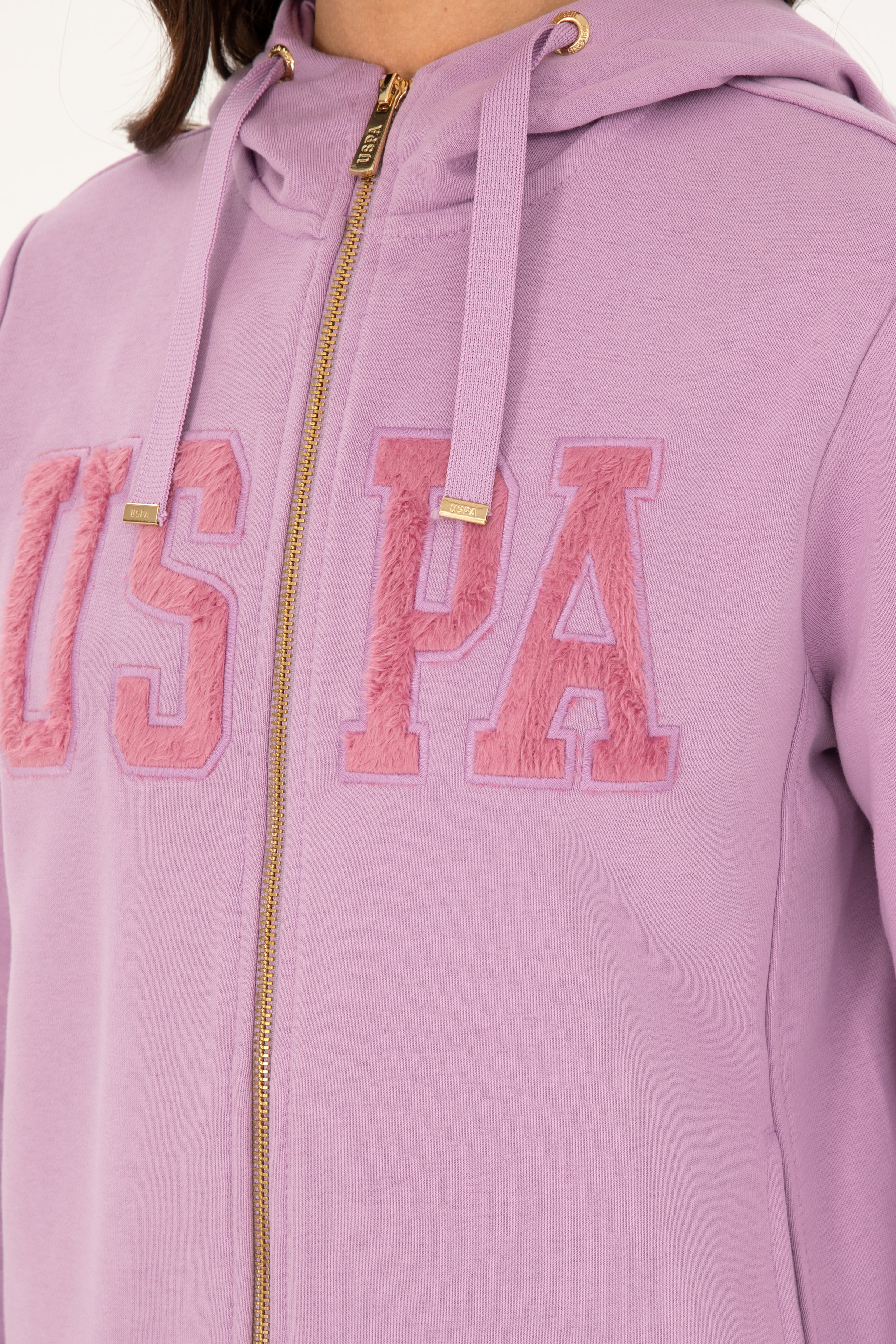 Kadın Lila Basic Kapüşonlu Sweatshirt - Image 7