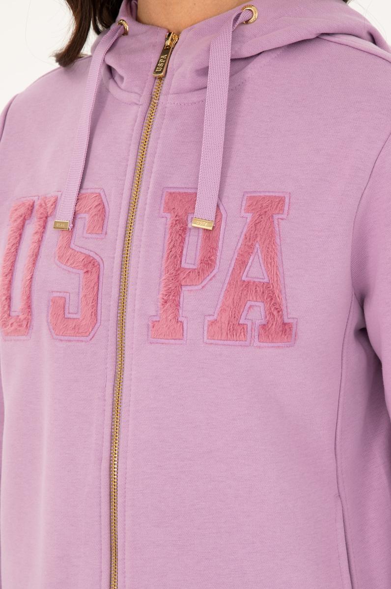 Kadın Lila Basic Kapüşonlu Sweatshirt