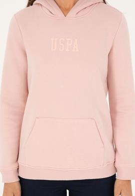 Kadın Toz Pembe Basic Kapüşonlu Sweatshirt - 50271557077