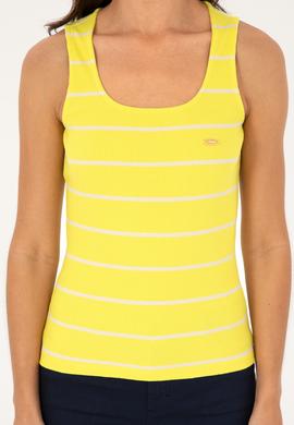 Kadın Neon Sarı Bisiklet Yaka Tişört - 50262558024