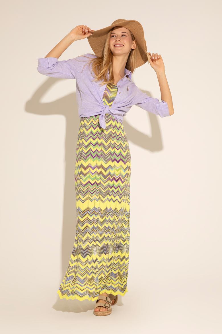 Kadın Fıstık Yeşili Bisiklet Yaka Triko Elbise