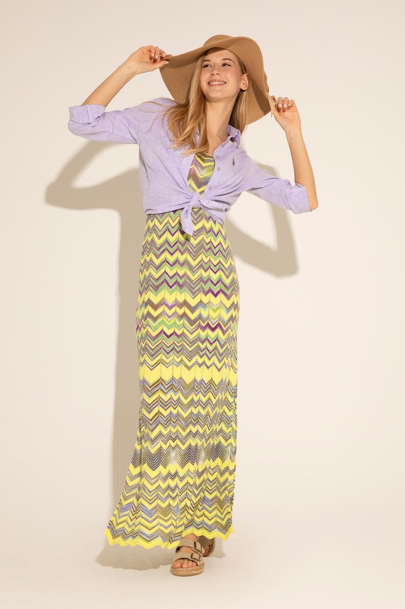 Kadın Fıstık Yeşili Bisiklet Yaka Triko Elbise