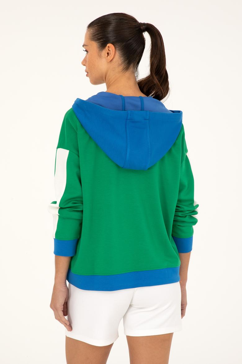 Kadın Yeşil Kapüşonlu Sweatshirt - 50262543010