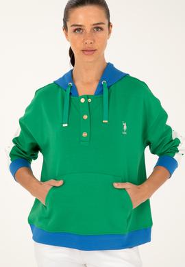 Kadın Yeşil Kapüşonlu Sweatshirt - 50262543010