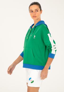 Kadın Yeşil Kapüşonlu Sweatshirt - 50262543010