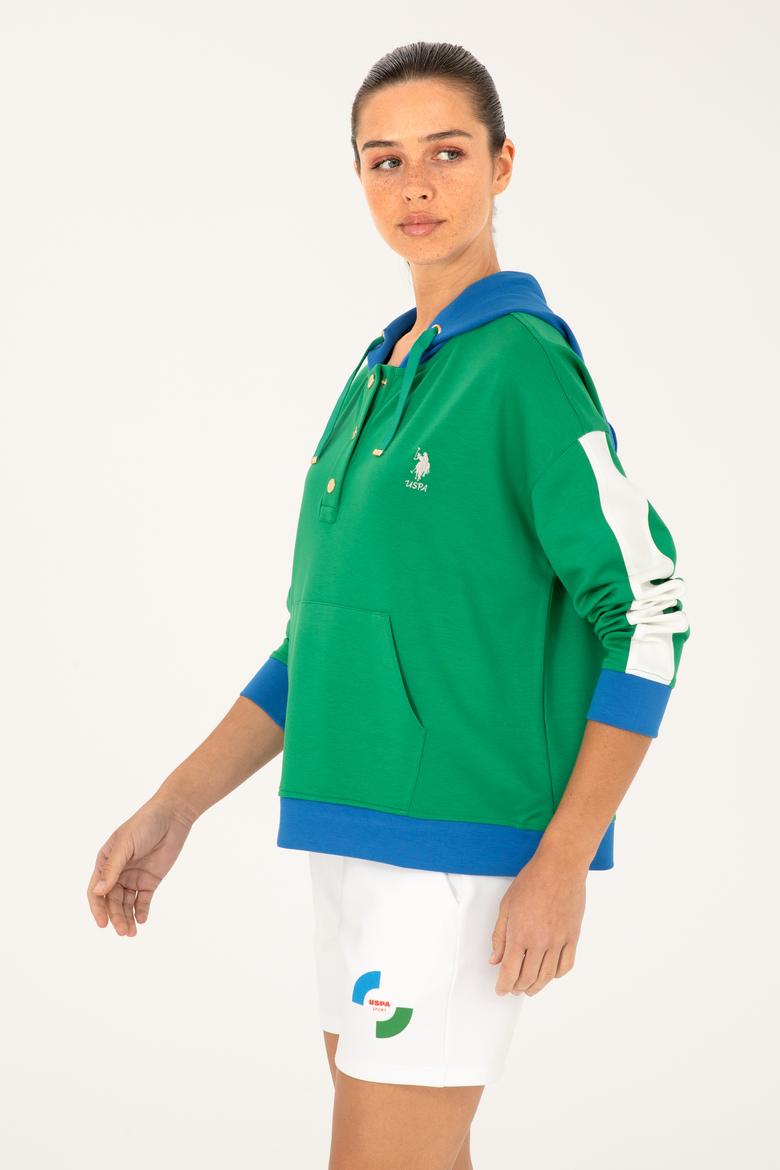 Kadın Yeşil Kapüşonlu Sweatshirt